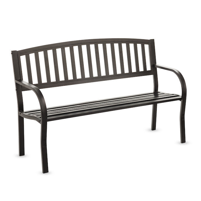  Bench Slat Back 50x34x21 Black Metal