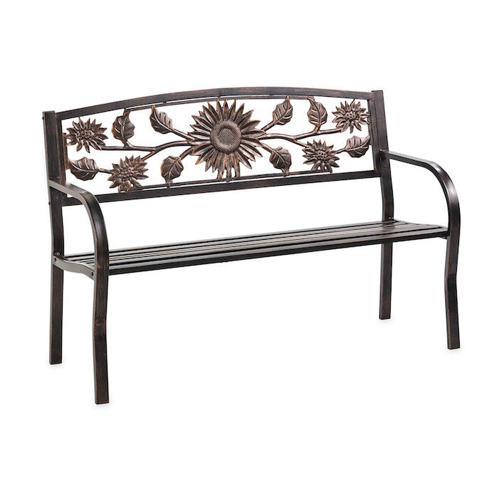  Bench Sunflowers 21x50x34 Metal