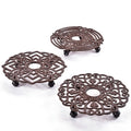  Plant Caddy/Stand Round 12" W/Castors Cast Iron Asst Styles