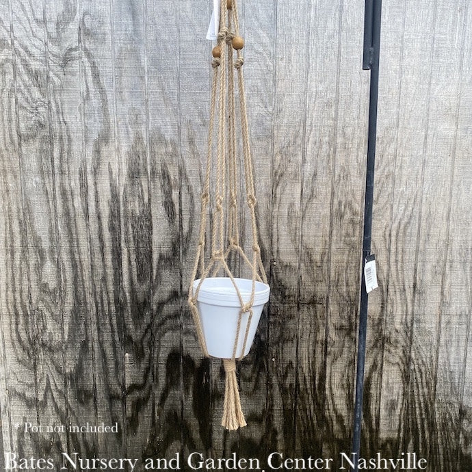 Plant Hanger 36" Macrame All Natural Jute W/Beads Primitive Planters