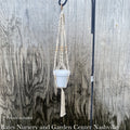  Plant Hanger 42" Macrame Beaded Cotton Woven Wood Ring Primitive Planters