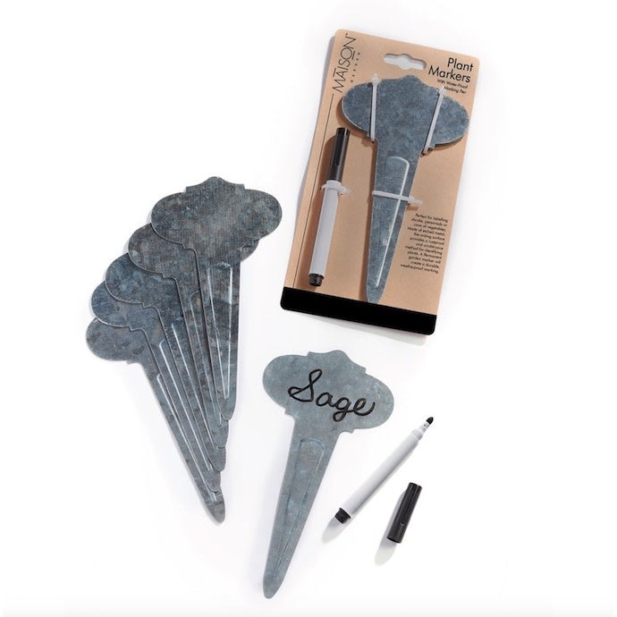  Plant Pick / Herb Marker Set Galvanized Metal 7.5H
