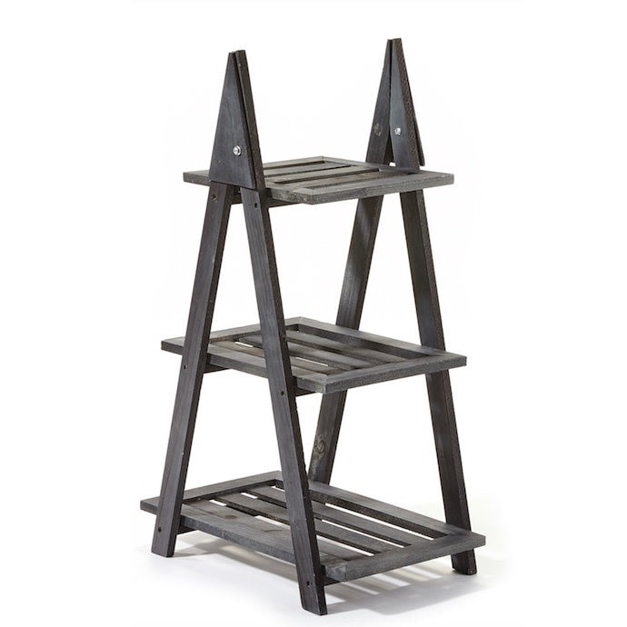  Plant Stand 3-Tier Black Wood 19x12x31