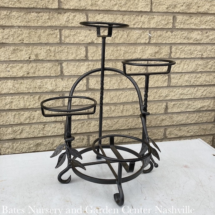  Plant Stand Cascading Holds 4 Pots 14x17.75 Black Metal