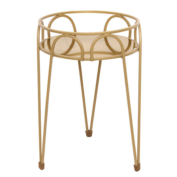  Plant Stand Gilded 15"h Brass-Look Metal