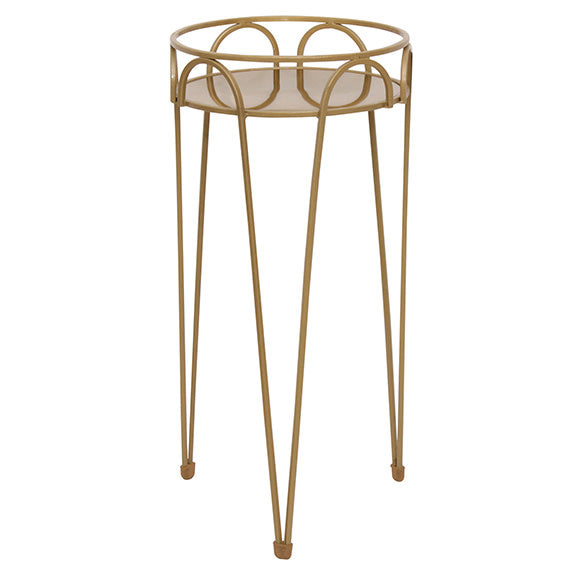  Plant Stand Gilded 21"h Brass-Look Metal
