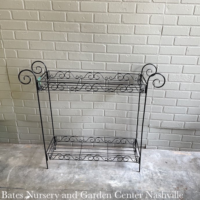  Plant Stand Scroll 2-Tier 33h X 38w X 10d Black Panacea