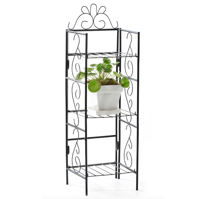  Plant Stand/Shelf 3-Tier W/Scrollwork 14x12x43 Black Metal