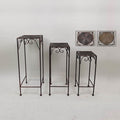  Plant Stand Square Topw/Ringed Center Lrg 11.75x27.75 Metal