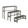  Plant Stand /Table W/Scrollwork Lrg 36x29x11 Black Metal