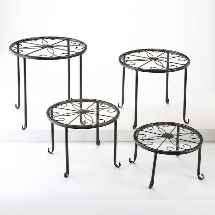  Plant Stand W/Curved Feet Nestable Xlg 12x12 Black Metal