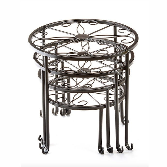  Plant Stand W/Curved Feet Nestable Xlg 12x12 Black Metal