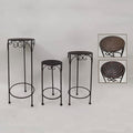  Plant Stand W/Ringed Top Sml 8.5x19.5 Metal