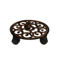  Plant Trolley W/Wheels Woven Scrolls Distressed Bronze Metal 11.5"H