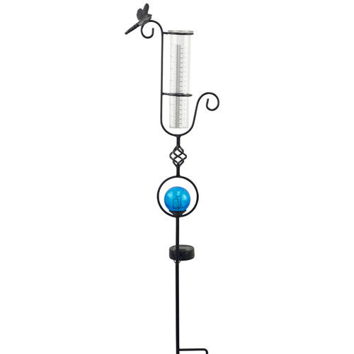  Rain Gauge Dragonfly W/Blue Orb Solar 8x3x35 (#7)