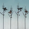  Rain Gauge Stake Spiral Hum Bird/Btrfly/Drgfly/Frog W/Leaf Asst Metal 33"h (#5)