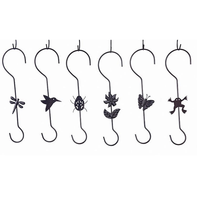  S Hook W/Drgfly/HBrd/Btrfly/Flwr/Frog/LdyBug 12" Metal