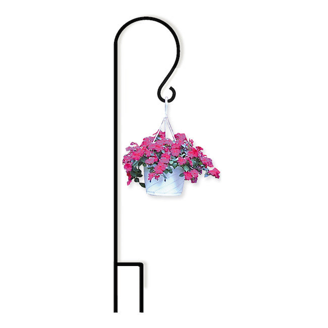  Shepherd Hook Single Short 5'4" Black Metal 5/8" Thick
